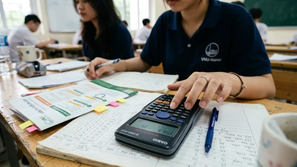Học sinh tự tính điểm xét tuyển đại học bằng máy tính cầm tay