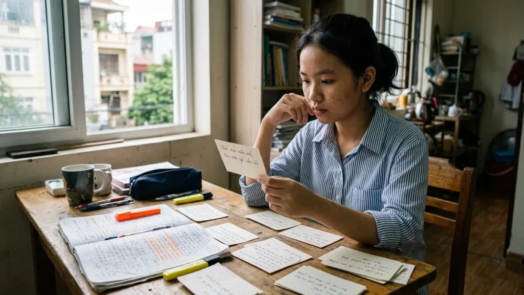 Học sinh tự kiểm tra bằng thẻ flashcard để nhớ lâu