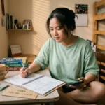 Sinh viên làm gia sư xem thông tin lớp và phí nhận lớp gia sư trên laptop