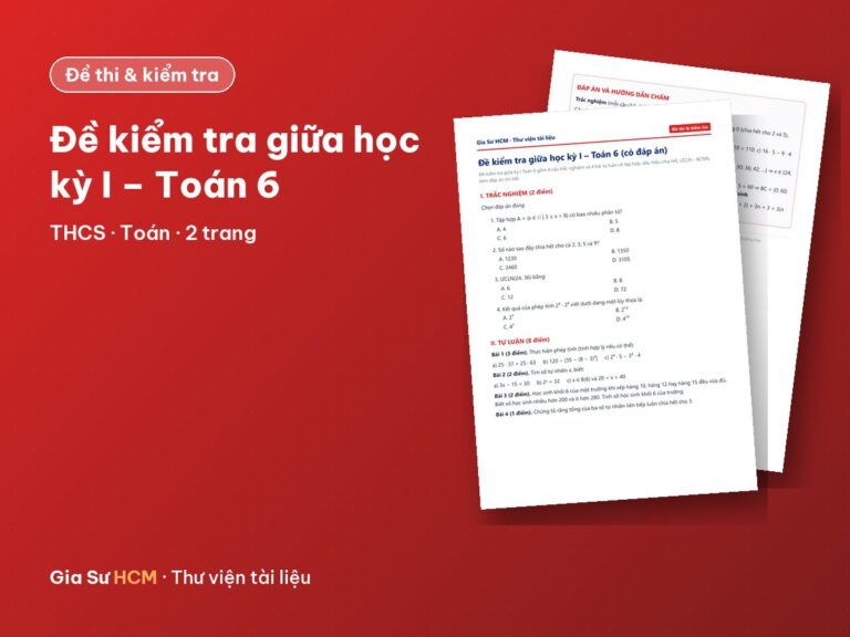Đề kiểm tra giữa học kỳ I – Toán 6 (có đáp án)