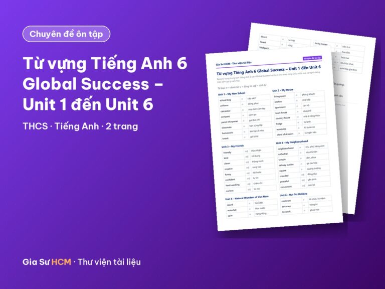 Từ vựng Tiếng Anh 6 Global Success – Unit 1 đến Unit 6
