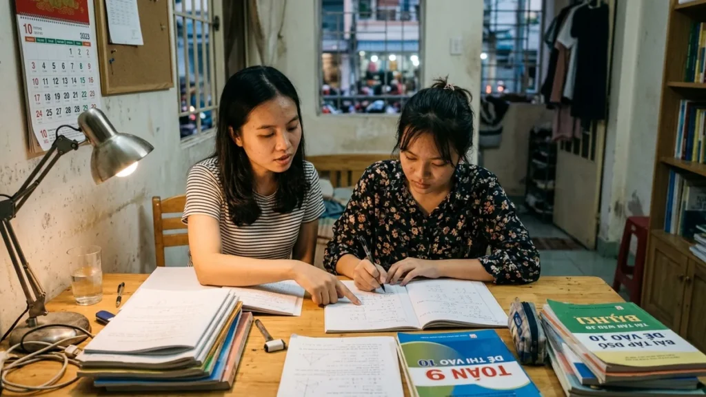 Học sinh ôn thi vào lớp 10 tại nhà cùng gia sư